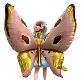 파티 장식 천사 날개 호일 풍선 나비 날개 날개 발리 생일 파티 장식 어린이 여자 여자는 발론 아이의 날 옷을 입습니다.