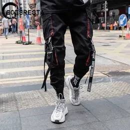 Black Hip Hop Cargo Streetwear Cotton Joggers Sweatpants Harem Summer Harajuku 201221