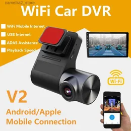 자동차 DVRS v2 WiFi 자동차 카메라 대시 캠 자동차 DVR FHD 1080P 대시 카메라 드라이빙 레코더 블랙 박스 야간 비전 대시 카마라 파라 차량 Q231115