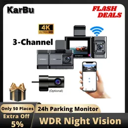 car dvr 4K Dash Cam 3 Camera for Car Dashcam Wifi 24h Parking Monitor Night Vision Dvr Video Registrator Front and Rear Dvrs Mini Kamera Q231115