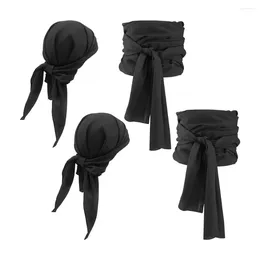 Berets Pirate Hat Belt Set Vintage Renaissance Unisex Cosplay Accessories For Performance Retro Headscarf