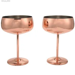 Vinglasögon Copper Coupe Champagne Glasses 2 Rostfritt stål Vintage Martini Cocktail Glass Wine Goblet Q231115