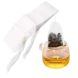 Herramientas de té de café 100 PCS Bolsas de filtro de té desechables Herramientas de café Filtros de sello de cordón de algodón vacíos Infusores para hojas sueltas Teal Drop DHCFS