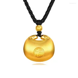 Pendant Necklaces Shajin Little Fat Fu Long Life Lock Women's Baby First Birthday Gift Necklace Give Girlfriend Qixi