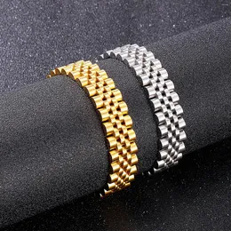 Link Bracelets Fashion Luxury Golden Stainless Steel Strap Bracelet Classical 215mm Wristband Men's Party Jewelry Gift For Him