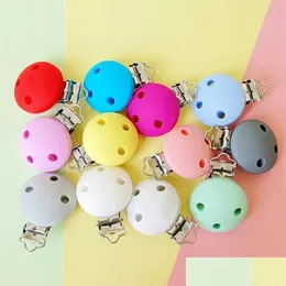 Soothers Teethers 10Pcs Round Sile Pacifier Clips Solid No-Rusty Sil Diy Baby Chew Dummy Chain Clasps Adapter 231019 Drop Delivery Kid Dhzty