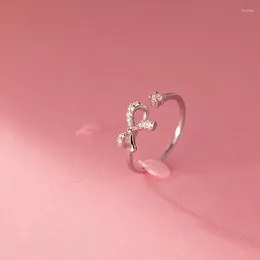 Klaster Pierścienie słodkie, inkrustowane błyszcząca łuk cyrkon Regulowany palcem Ręcznie roboty pierścionek dla kobiet dziewczyna przyjaźń