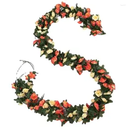 Decorative Flowers Simulated Small Rose Vine Long Silk Flower Artificial Roof Heating Pipe Chain