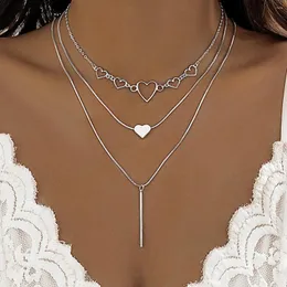 Collane con ciondolo Catena a strati con piccola collana Hearl e bastone per le donne Accessori da sposa alla moda sul collo 2023 Regalo di gioielli di moda