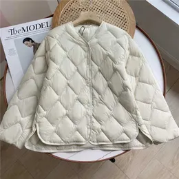 Novo outono inverno ultra leve gola macia puffer jaqueta feminina casual solto único breasted 90% pato para baixo casaco