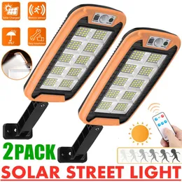 Garden Decorations Solar Street Lights Outdoor Lamp With 3 Light Mode Remote Control Waterproof Motion Sensor Lighting for Patio Path 230414