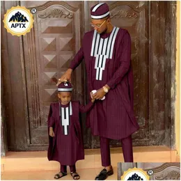 家族を一致する衣装エスニック服アフリカの家族バジンの豊かなイスラム教徒のためのアフリカのマッチング服装