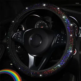 Steering Wheel Covers Car Cover Crystal Diamond Sparkling Bling Suv Protector Vehicle Auto Decoration Carbon Fiber