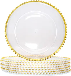 Fabrik grossistguld Silverkant Clear Poed Point Glass Dish Charger Plate