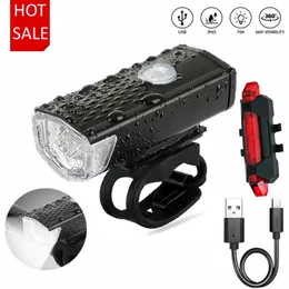Велосипедные фонари, 2 шт., светодиодный USB-аккумулятор, 300 люмен, 3 режима, велосипедная лампа, MTB, дорожный передний и задний фонарик 231115