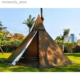 Tendas e abrigos Portab À Prova D 'Água Camping Pentagonal Teepee Tenda Ao Ar Livre Acampamento Pirâmide Tipi Tenda com Fogão Ho Q231117