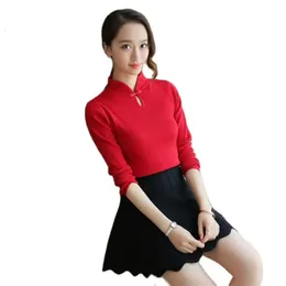 Women's Sweaters Chinese winter sweater style cheongsam collar sweater slim semi turtleneck sweater backing spring dress sleeve head 231115