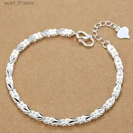 Chain 925 Sterling silver Bracelets Heart leaf For women wedding la noble pretty Jewelry fashion nice chain free shipping 20cm 8inchL231115