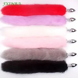 Brinquedos anais FXINBA 46cm Fox Tail Aço Inoxidável Buttplug Sexo para Mulheres Homem Casal Gay BDSM Brinquedo Cosplay 231114