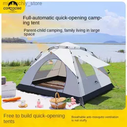 Tält och skyddsrum lätt att-put-up tält utomhus camping över natten regnbeständig förtjockad utomhus camping full set instrument portab foldab q231115