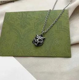 Collane di lusso in argento sterling 925 collana girocollo designer gioielli tigre catena cubana acciaio inossidabile doppia lettera pendenti con lupo per uomo hip hop