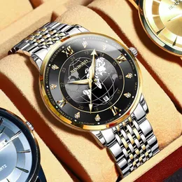 Armbandsur 2023 Klassisk casual klocka för män med rostfritt stålband enkelt kvarts Rom Numbers Business Week Man