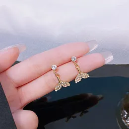Stud Earrings Animal Mermaid Fish Tail Zircon Lucky Love Heart Mother's Day Woman Girl Wedding Blessing Ear Studs Jewelry