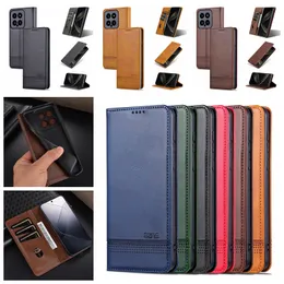 Samsung S24 Ultra Plus A05 A05S A15 S23 FE İş Manyetik Kapanış Klasik Kimlik Kredi Kartı Yuvası Tutucu Flip Cover Kickstand Pu Pouch için Deri Cüzdan Kılıfları