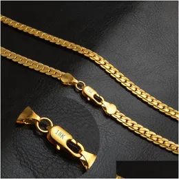 Correntes 5mm 18k banhado a ouro cadeias planas colares para homens mulheres moda hip hop jóias acessórios presente com selo de alta qualidade 20 Inc DHS1X