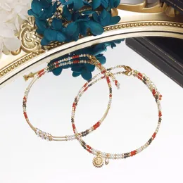 Anklets Lii Ji Natural Citrine Carnelian Pyrtie 2mm Crystal Kościołka 243 cm ręcznie robiona biżuteria mody na kobietę 231115