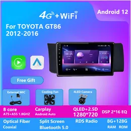 Android 12 Video CarPlay Car Radio för Toyot GT86 2012-2016 Multimedia Player GPS Navigation 2Din Autoradio 8Core 8G 128G