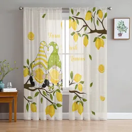 Curtain Summer Lemon Tree Gnome Sheer Voile Window Curtains Tulle Living Room Balcony Decoration Drapes