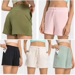 Lu Lu Yoga Calças Curtas Mulheres Mulheres Running Tennis Shorts Senhoras Casual Roupas de Yoga Adulto Sportswear Meninas Exercício Ginásio Fitness Wear Cordão Elástico