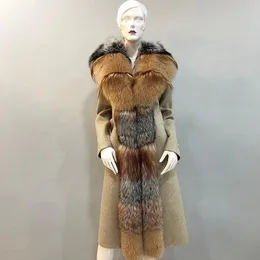 Pele feminina falso real prata casaco cashmere lã com gola jaqueta de inverno feminino quente 231114