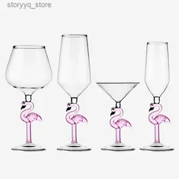 Şarap Gözlükleri Flamingo Goblet Creative Elegant Wine Cam Kupası Kızın Sevimli Kırmızı Şarap Glass Ev Partisi Bara Atmosfer Şampanya Gözleri İçki Sweetweware Q231115