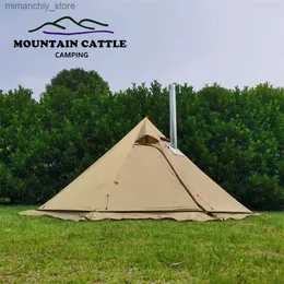 Tents and Shelters 320/400 Big Camping Pyramid Tent 4 Season Ultralight Bushcraft Backpacking Tent Outdoor 210T Plaid Winter Tent with Snow Skirt Q231117