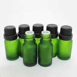 Frosted And Green Glass Dropper Bottles 10 ml Cosmetic Essense Packaging with Tamper Cap