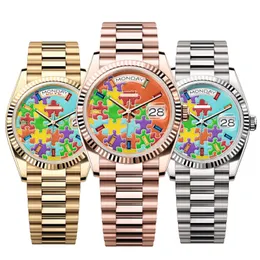 Day Mens Automatic Men 40mm Lady 36mm Woman Gold 904L Rostfritt stål Rem Sapphire med Diamond St9 Hidden Aik Folding Buckle Waterproof King Dhgates Watch