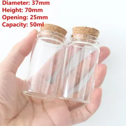 Storage Bottles 12 Pcs/lot 25 37 70mm 50ml Little Glass Jar Bottle Corks Spice Spicy Candy Containers Vial Stopper