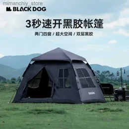 Tende e rifugi Naturehike Blackdog Tenda da esterno automatica in gomma nera Attrezzatura da campeggio Portab Protezione solare addensata Tenda a due porte e quattro finestre Q231115