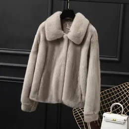 Women's Fur Faux 2023 Winter Fashion Square Collar Short Keep Warm Mink Coat 231114