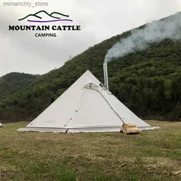 Tents and Shelters 400 Winter Ultralight Outdoor Camping Teepee 210T Plaid Pyramid Tent with Snow Skirt Large Rodss Tent Backpacking Hiking Tents Q231117