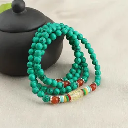 Strand tibetano estilo étnico imitação alta porcelana turquesa multi círculo buda grânulo pulseira para homens mulheres com acessórios retro