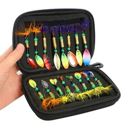 Fishing Hooks 16pcs 20pcs Set Spoons Lures Metal Baits forCasting Spinner Bait with Storage Bag Case For Outdoor 231115