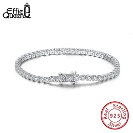 Bangle Effie Queen 100% 925 Sterling Silver Tennis Armband Bave Clear Cubic Zirconia 14K Gold Bangle SMEEXCH GROVA FÖR KVINNA Män SB61 231115