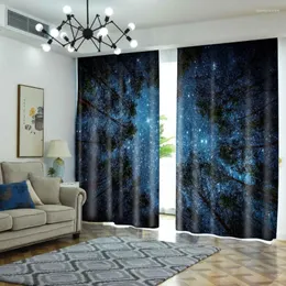 Curtain Starry Sky Curtains For Living Room Luxury Night Forest Window Roman Blackout Nature Divider Drapes 2 Panels