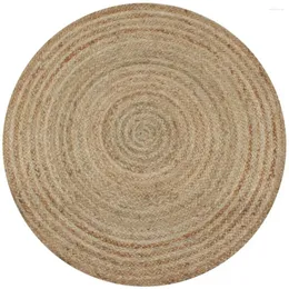 Carpets Retro Circular Woven Carpet Household Living Room Bedroom Jute Round Floor Mat