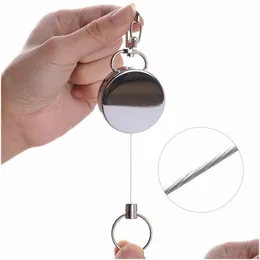 Nyckelringar Resilience Steel Wire rep Keychain Dractable Alarm Ring Portable Elastic Key Chain Recoil Sporty Anti Lost Yoyo Ski Pass DHPTQ