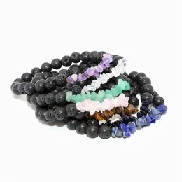 Charm armband naturliga ädelsten stenarmband irregar crystal stretch chip quartz amethyst pärlor lava armband armband för dro dhgarden dhmcj