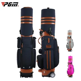 Golfväskor PGM Golf Bag Portable Golf Clubs Stand Bag Big Capacity Trip Rack Bag Multi-Purpose Aviation Packages Wheels Code Lock QB040 231115